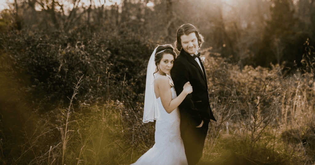 happy couple on their wedding day.