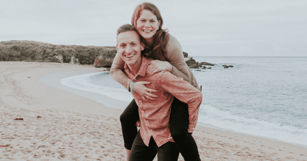 happy couple at the beach
